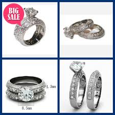 3 20 Ct Cubic Zirconia Cz Wedding Band Ring Set Stainless Steel Cz Wedding Bands Cool Wedding Rings Wedding Ring Bands