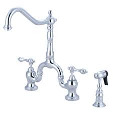 We may earn an affiliate commission when you buy through links on our site. Kingston Brass Ks7751albs English Country Kitchen Bridge Faucet With Brass Sprayer Polished Chrome Kingstonbrass Com