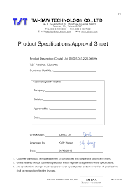 Product Specifications Approval Sheet