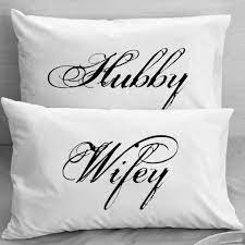 Couples Pillow Cases Wifey Hubby Husband And Wife Wedding Anniversary Romantic Gift Idea For Couples Amazon Home Ki Couple Pillow Pillows Pillow Cases
