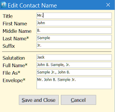 Edit Contact Name Dialog