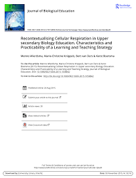 Chemical energy and food 1. Pdf Recontextualising Cellular Respiration In Upper Secondary Biology Education Characteristics And Practicability Of A Learning And Teaching Strategy