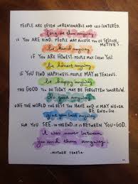  11x14 Print Of Mother Teresa Do It Anyway Poem Etsy Mother Teresa Do It Anyway Poems