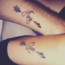 Matching King Queen Arrow Tattoo Couple Matching Tattoo Relationship Tattoos Queen Tattoo