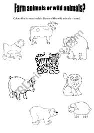 farm animals wild for preschool esl worksheet easter bunny