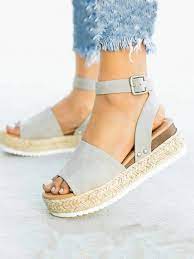 The avarcas and the espadrilles are traditional shoes from the spanish culture: Cichic Graue Runde Zehe Plateau Riemchen Bandage Sommer Espadrilles Geflochtene Bast Sandalen Damen Schuhe Sandalen Schuhe