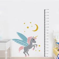 Details About Unicorn Wall Sticker Height Ruler Measure Growth Chart Decal Kids Bedroom Decor