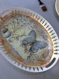 Decoupage Tray Decoupage Tray Decoupage Diy Vintage Metal Trays