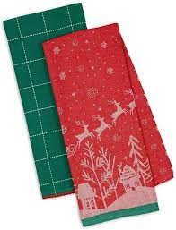 Amazon Com Design Imports Sleigh Ride Holiday Dish Towels Set Of 2 Design Imports Dish Towel Set Towel Set