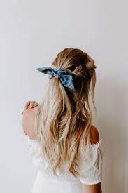 Chambray Floral Knot Scrunchie Scrunchie Hairstyles Hair Styles Long Hair Styles