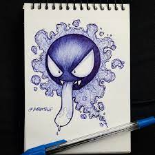This is my ballpoint pen Gastly drawing :) : rgaming