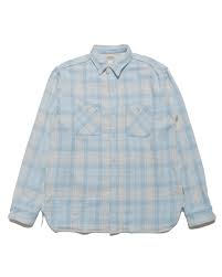 The Real McCoy's MS24007 8HU Block Check Summer Flannel Shirt Light Blue 17The Real McCoy's