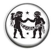 Buttony | Blíženci - znamení zvěrokruhu - button v bílém provedení |  Silverion.cz - stříbrné a ocelové šperky, klenoty, umění, dárky