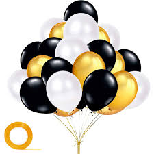 Black and gold party decorations clip art with frames and banners for birthdays graduation or new years instant download commercial use. Yiran Gold And Black Balloons 100 Pcs Of Black Balloons Gold Metallic Balloons White Balloons For Black Gold Party Decorations Hip Hop Party Decoration Hollywood Party Decoration Disco Party Deco Buy Online In