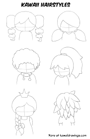 Six Different Ways To Draw Hair For Kawaii Characters Kawaii Drawings Chibi Sketch Chibi Hair