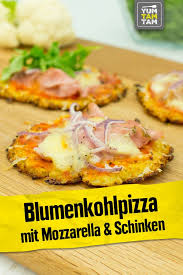 Kalorien, fett, kohlenhydrate und alle weiteren nährwerte, vitamine und mineralstoffe findest du in der kostenlosen kalorientabelle von yazio! Blumenkohlpizza Mit Mozzarella Schinken Rezepte Blumenkohl Pizza Rezeptideen