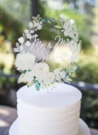 Wedding Cake Topper Floral Wreath Mr Mrs Handmade Wedding Decor Gifts At Www Zcreatedesign C Wedding Cake Toppers Floral Wedding Cakes Cool Wedding Cakes