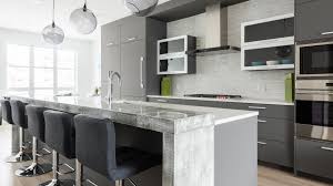 Our contemporary kitchen cabinets vaudreuil dorion, has crisp clean lines, sleek and polished finishes. Grey Kitchen Cabinets Ateliers Jacob