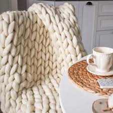 Chunky knit blanket yarn is actually among the best crochet habits you will ever find. Victsing Warm Chunky Knit Blanket Thick Yarn Merino Polyester Hand Woven Bulky Knitted Throw Beige Walmart Com Walmart Com