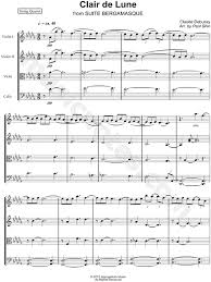 Claude Debussy Clair De Lune Score String Quartet Sheet Music In Db Major Download Print Sku Mn0103742