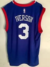 Details About Adidas Nba Jersey Philadelphia 76ers Allen Iverson Blue Sz L