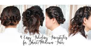 Keep the bangs in a round shape, with two longer pieces on short fine hair with bangs. 4 Easy Holiday Nye Updo Hairstyles For Short Hair Mslabellemel Youtube