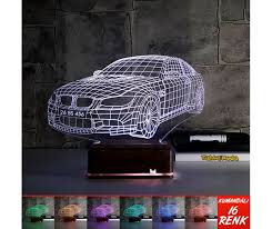 Tahtamoda 3d 3 Boyutlu Dekoratif Led Lamba Kisiye Ozel Plakali Araba Rgbtht3d093 Led Renkler Lamba