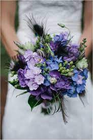 Elegant Rustic Wedding Bouquet Ribbon Purple And Blue Bouquet Outdoor Wedding Flowers Inspirat Rustic Wedding Bouquet Peacock Wedding Bouquet Purple Wedding