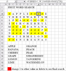 Simply enter a list of words, set your puzzle options, and click a … Word Search Puzzle Creator Free Excel Spreadsheet