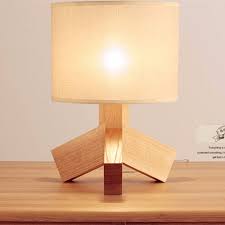 Brief Design Wooden Table Lamp 420 330 250mm E14 Wood Cloth White Desk Light For Study Room Bedroom Home De Wooden Table Lamps White Desk Light Led Table Lamp