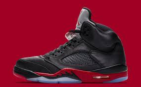 Reminiscent of the black toe, this model sports black and red to pay tribute to the chicago bulls. Air Jordan 5 Black University Red Release Date Sole Collector