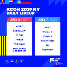 Kcon 2019 Ny Daily Line Up Kpop