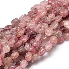 Natural Strawberry Quartz Gemstone Nuggets Bead Strands Uk G J336 27 1 Bead Strand Strawberry Quartz Quartz