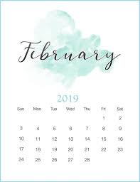 Watercolor 2019 February Printable Calendar Mix Photo February Calendar Print Calendar Calendar Printables