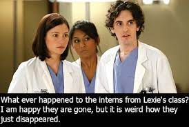 An intern has a medical degree, but does not have a full license to practice medicine unsupervised and so are taught by their residents and attendings. Grey S Anatomy Confessions