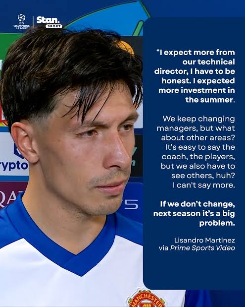 Lisandro Martinez did not 𝐡𝐨𝐥𝐝 𝐛𝐚𝐜𝐤 after Manchester United's  defeat to Atletico Madrid 😳 The Argentine slammed the board, stating he  expected more signings and investment in the summer transfer wind
