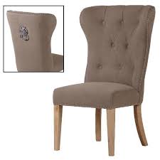 Taupe Button Back Dining Chair With Lion Ring Beige Dining Chair Dining Chairs Wooden Dining Room Chairs