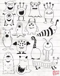 Monster Clipart 15 Hand Drawn Monster Cliparts Monster Svg Monster Logo Elements Monster Illustration Acgabw79 Cute Monsters Drawings Monster Clipart Monster Illustration
