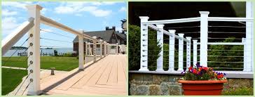 Deck railing post for cable railing. Vinyl Railing Photos Dennisville Fence