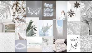 White Collage Aesthetic Desktop Wallpaper Wallpaper Pc Cute Laptop Wallpaper