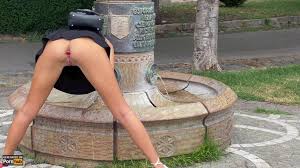 Public upskirt pussy flashing