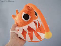 Small Angler Fish Plush Orange Etsy Angler Fish Handmade Plush Fish Art