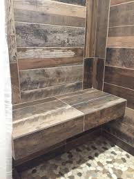 Kennewick Wa Bathroom Remodel Reclaimed Wood Look Tile And Floating Shower Bench W Basement Bathroom Design Wood Look Tile Bathroom Bathroom Remodel Shower