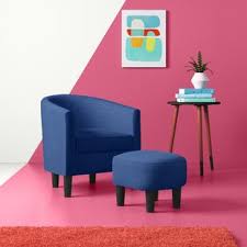 Aiden chair & ottoman herringbone navy blue fabric with medium espresso legs with sophisticated lines and double stitch detailing our aiden club chair with matching ottoman will elevate any interior. Blue Chair And Ottoman Wayfair
