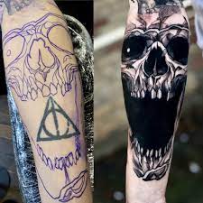 When In Doubt Black It Out Made This Harry Potter Tattoo Disappear Today For My Fellow Redditor Friend D Black Tattoo Cover Up Cover Tattoo Black Ink Tattoos