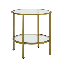 Buy now on cost plus world market. Round Gold Milayan End Table With Shelf World Market