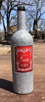 Silver Glittered Red Velvet Wine Bottle Etsy In 2020 Glitter Bottle Alcohol Bottle Decorations Glitter Wine Bottles