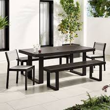 Arm & host chairs side chairs benches bar & counter stools storage & display back; Portside Aluminum Outdoor 72 Dining Table Benches Textilene Chairs Set