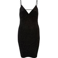 River Island Black Studded Velvet Bodycon Dress 42 Liked On Polyvore Featuring Dresses Studded Bodycon Dress Velvet Cocktail Dress Bodycon Cocktail Dress