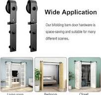 Bi-Folding Sliding Door Hardware Kit – 100cm Track, Barn Door Rollers, For  Closet, Bedroom, Max Door Width 100cm